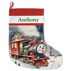Choo Choo Xmas Train Boys Large Christmas Stocking