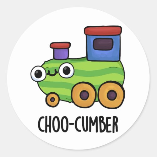 Choo_cumber Funny Veggie Cucumber Pun  Classic Round Sticker