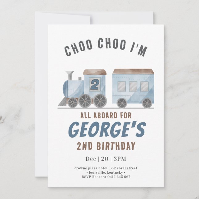 ChooChoo Train Vehicle Transportation Birthday   Invitation (Front)