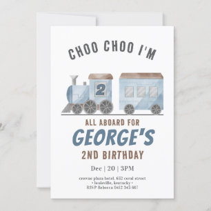 ChooChoo Train Vehicle Transportation Birthday Invitation