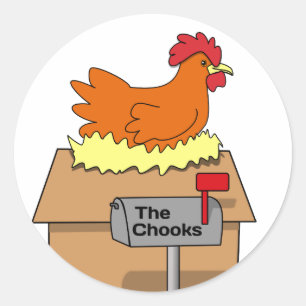 Chook House Funny Chicken on House Cartoon Classic Round Sticker