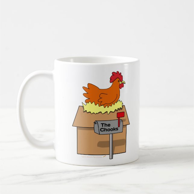 Chook House Funny Chicken on House Cartoon Coffee Mug (Left)