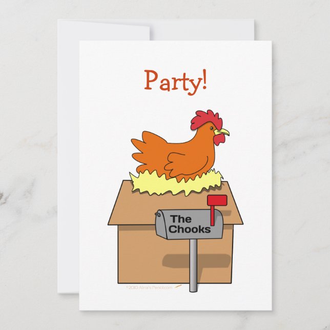 Chook House Funny Chicken on House Cartoon Invitation (Front)