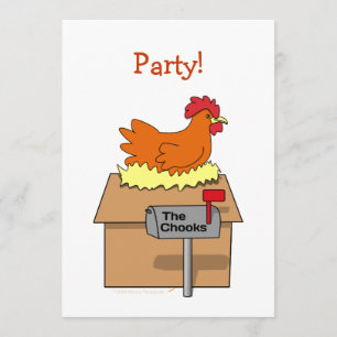 Chook House Funny Chicken on House Cartoon Invitation