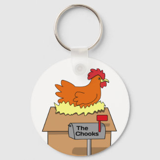 Chook House Funny Chicken on House Cartoon Keychain