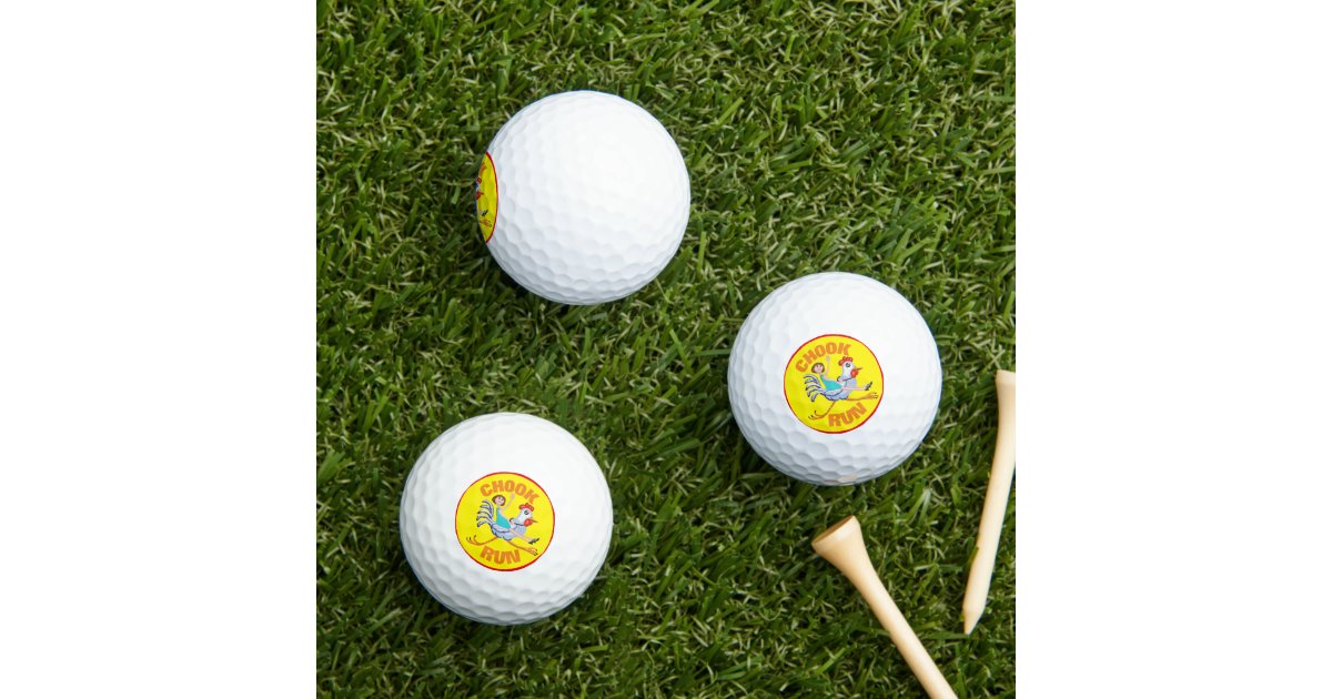 Chook run fun yellow background golf balls Zazzle