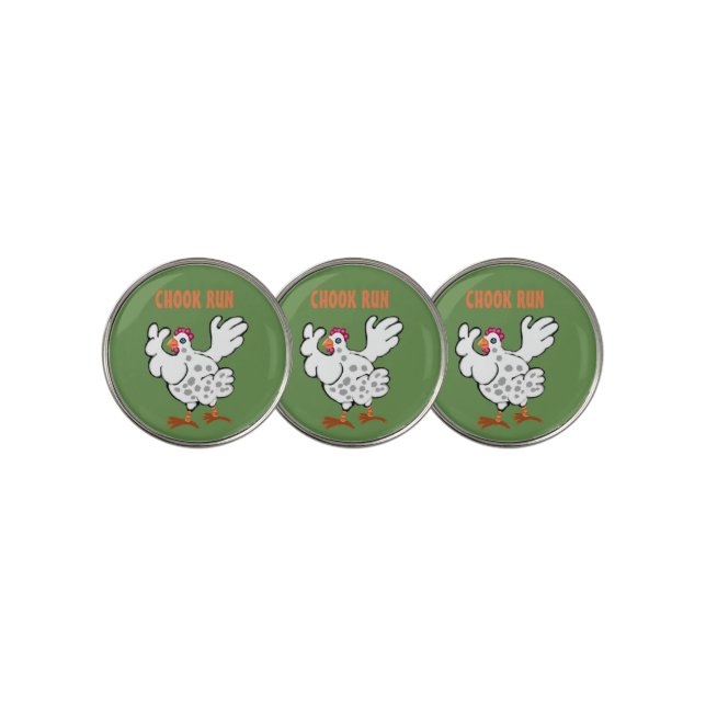 Chook run white hen golf ball marker (3 Up)