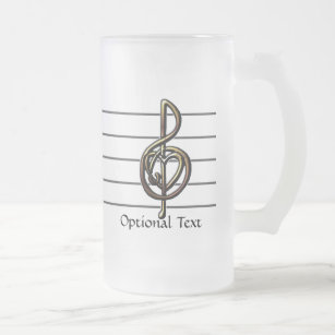 Choose a Color Embossed Look Treble Clef and Hear Frosted Glass Beer Mug