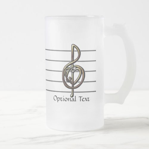Choose a Color Embossed Look Treble Clef and Hear Frosted Glass Beer Mug