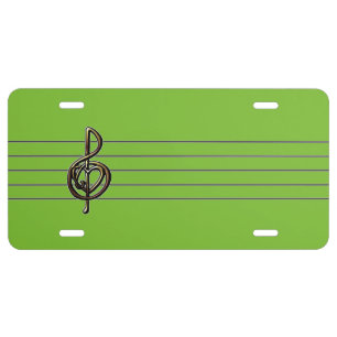 Choose a Color Embossed Look Treble Clef and Hear License Plate