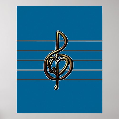 Choose a Color Embossed Look Treble Clef and Hear Poster
