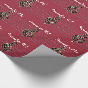 Choose a Color Embossed Look Treble Clef and Hear Wrapping Paper