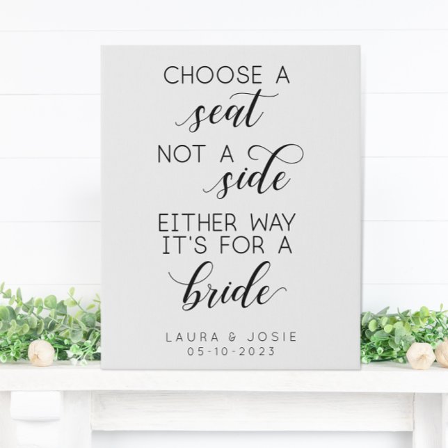 Choose a seat Either way it's for a Bride Wedding Faux Canvas Print (Creator Uploaded)