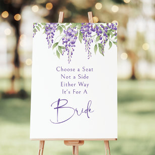 Wedding Choose A Seat Not A Side Sign Blue Florals By Ottie Design