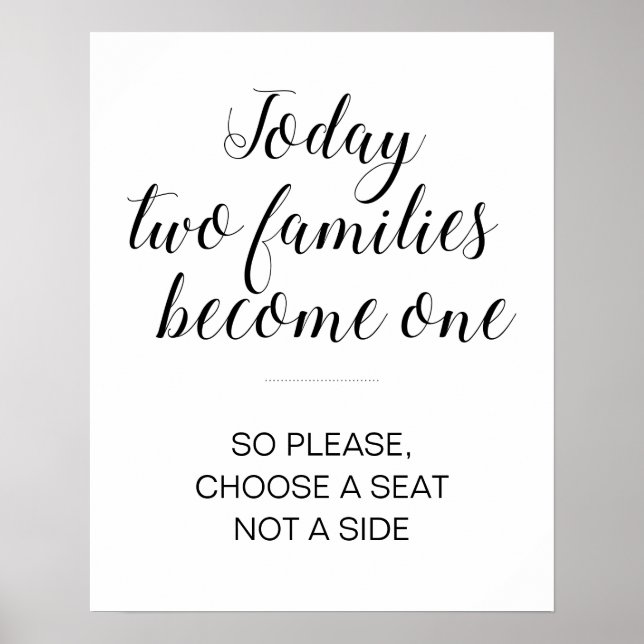 Choose A Seat Not A Side Wedding Ceremony Seating Poster (Front)