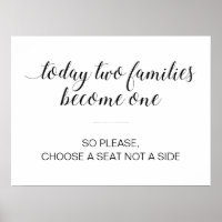 Pick A Seat Not A Side Wedding Sign - Custom Size