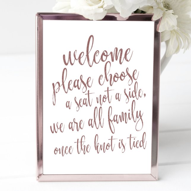 Choose a Seat Rose Gold Glitter 8x10 Wedding Sign (Creator Uploaded)