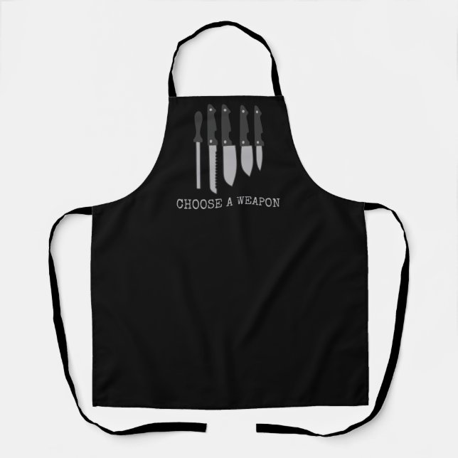 Choose a Weapon Black Funny Kitchen Apron (Front)