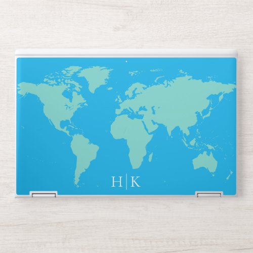 CHOOSE ALL COLORS World Map Monogram HP Laptop Skin