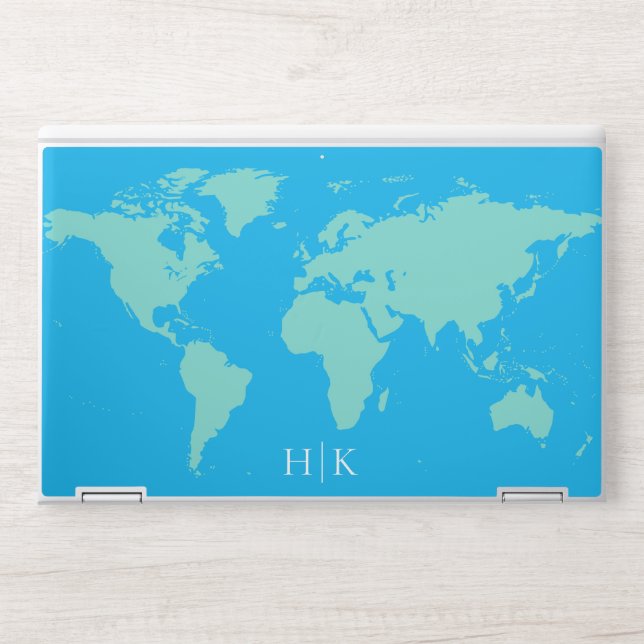 CHOOSE ALL COLORS World Map Monogram HP Laptop Skin (Front)