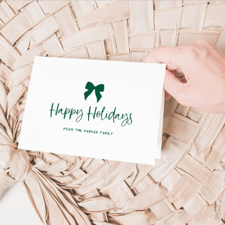 Choose Any Color Bow | Green Happy Holidays Holiday Card