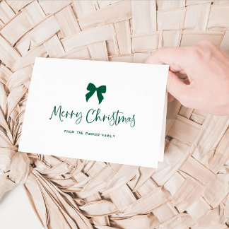 Choose Any Color Bow | Green Merry Christmas Holiday Card