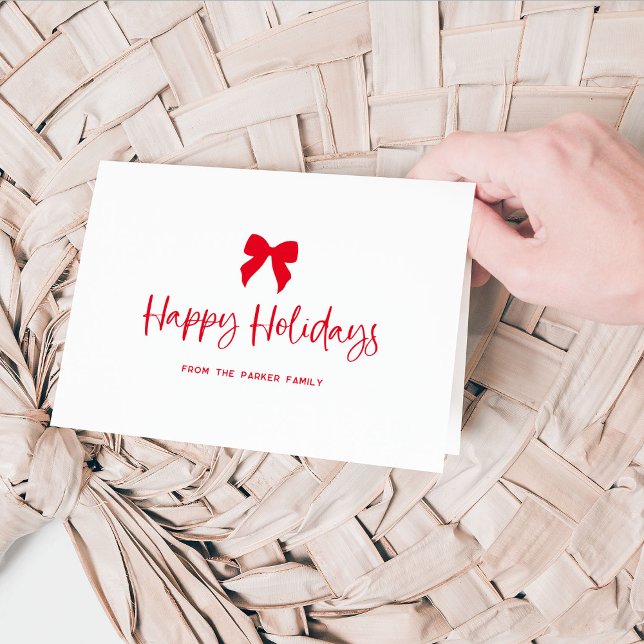 Choose Any Color Bow | Red Happy Holidays Holiday Card (Creator Uploaded)
