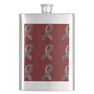 Choose Any Color Cancer Disease Awareness Ribbon Hip Flask