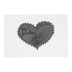Choose Any Color Spiky Edgy Fire Love Heart Placemat