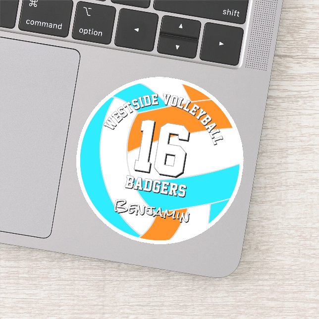 choose ANY team colors athlete name volleyball Sticker (Detail)