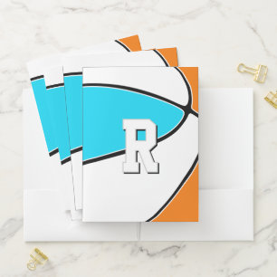 choose ANY team colors monogrammed basketball Pocket Folder