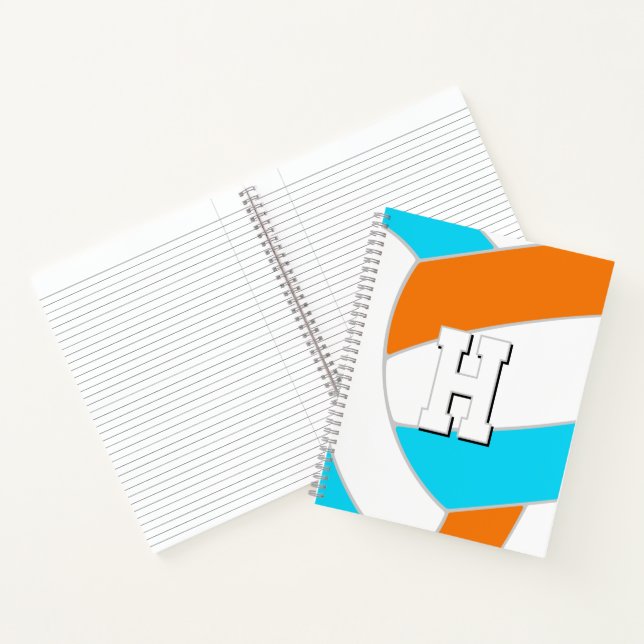 choose ANY team colors volleyball player monogram Notebook (Inside)