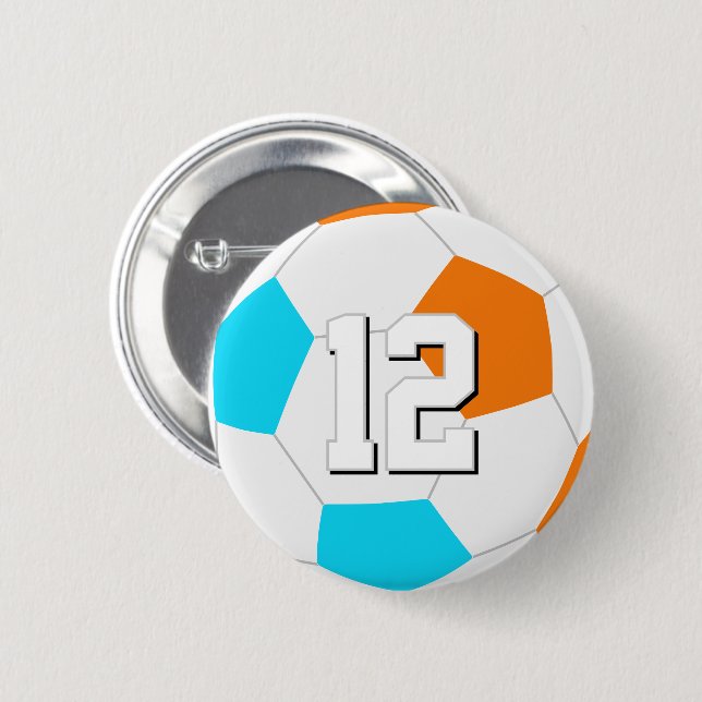 choose ANY team colors w jersey number soccer Button (Front & Back)