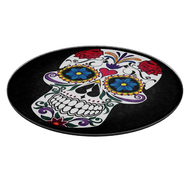 Choose Background Color Sugar Skull Celebration Cutting Board (Corner)