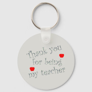 Choose Background Color Thank You Teacher Keychain