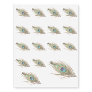 Choose Background Peacock Feather Temporary Tattoos