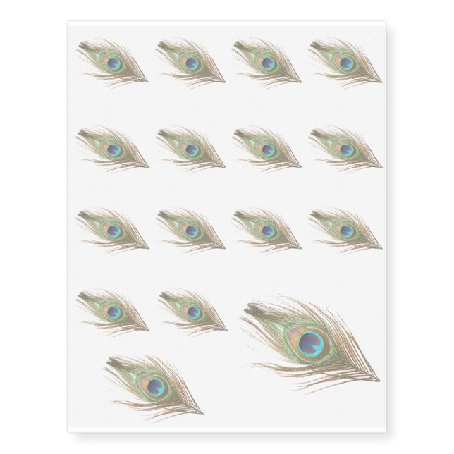 Choose Background Peacock Feather Temporary Tattoos (Front)