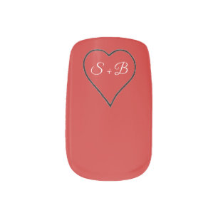 Choose Background Personalized Initials Heart Minx Nail Art