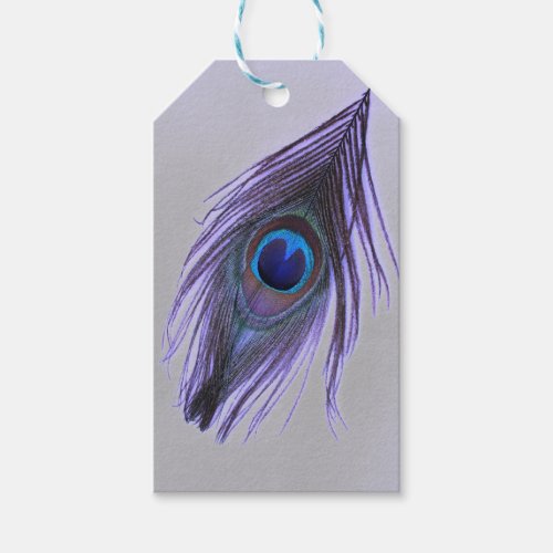 Choose Background Purple Peacock Feather Gift Tags