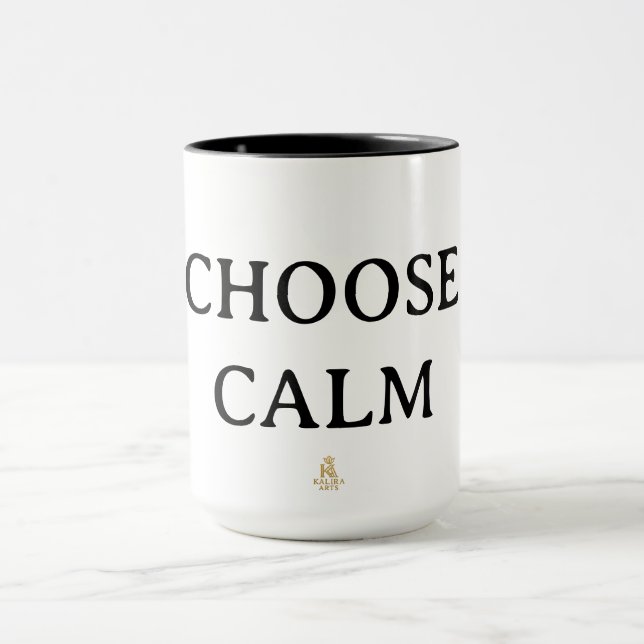 Choose Calm – Minimal Coffee Mug | Aesthetic Zen Q (Center)