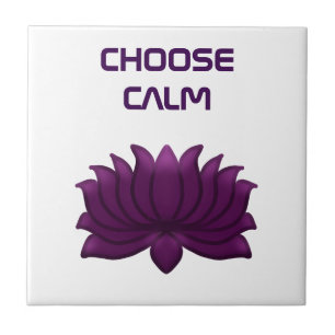 Choose Calm Purple Lotus Flower Ceramic Tile