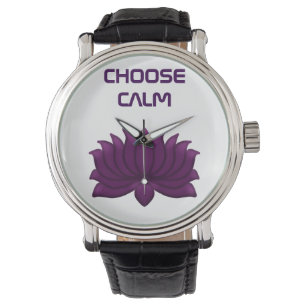 Choose Calm Purple Lotus Flower Watch