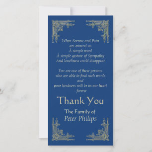 Choose color Art deco 3 Sympathy Thank You Card