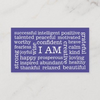 Choose Color Daily Positive Affirmations I Am Business Card by EatGreenFood at Zazzle