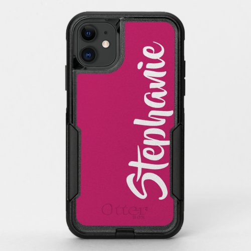 Choose Color Hot Pink Jumbo Name Minimalist OtterBox Commuter iPhone 11 Case