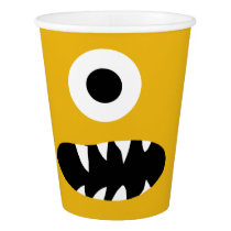 Choose Color Kids Silly Monster Face Yellow Party Paper Cup