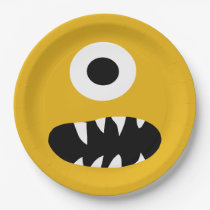 Choose Color Kids Silly Monster Face Yellow Party Paper Plate