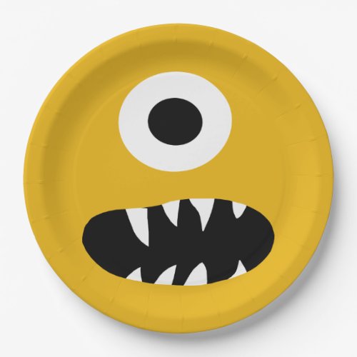 Choose Color Kids Silly Monster Face Yellow Party Paper Plates