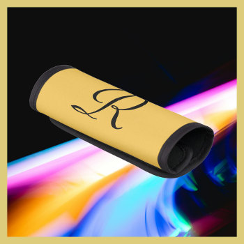 Choose Color Monogram Luggage Handle Wrap Gold/blk by SocolikCardShop at Zazzle