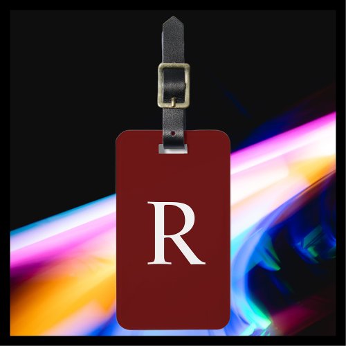 CHOOSE COLOR or dark Burgundy Red Monogram Bag  Luggage Tag